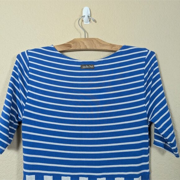 Matilda Jane Women's sz S The Road Ahead Blue White Striped Maxi Dress pockets - Picture 8 of 8